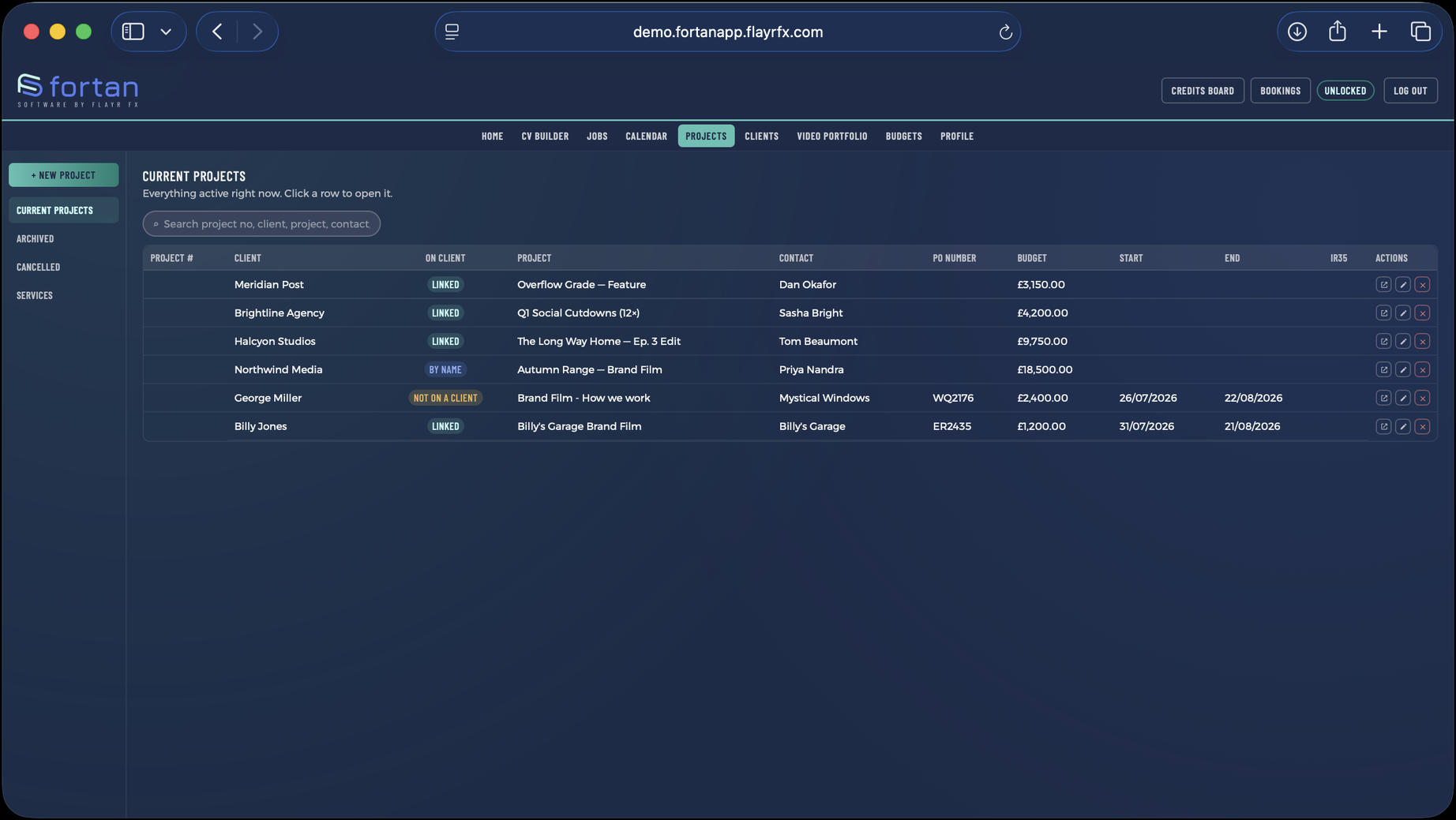 Projects — Timeslips, expenses, estimates and invoices on one record. The Projects screen in Fortan Software. Timeslips, expenses, estimates and invoices on one record.